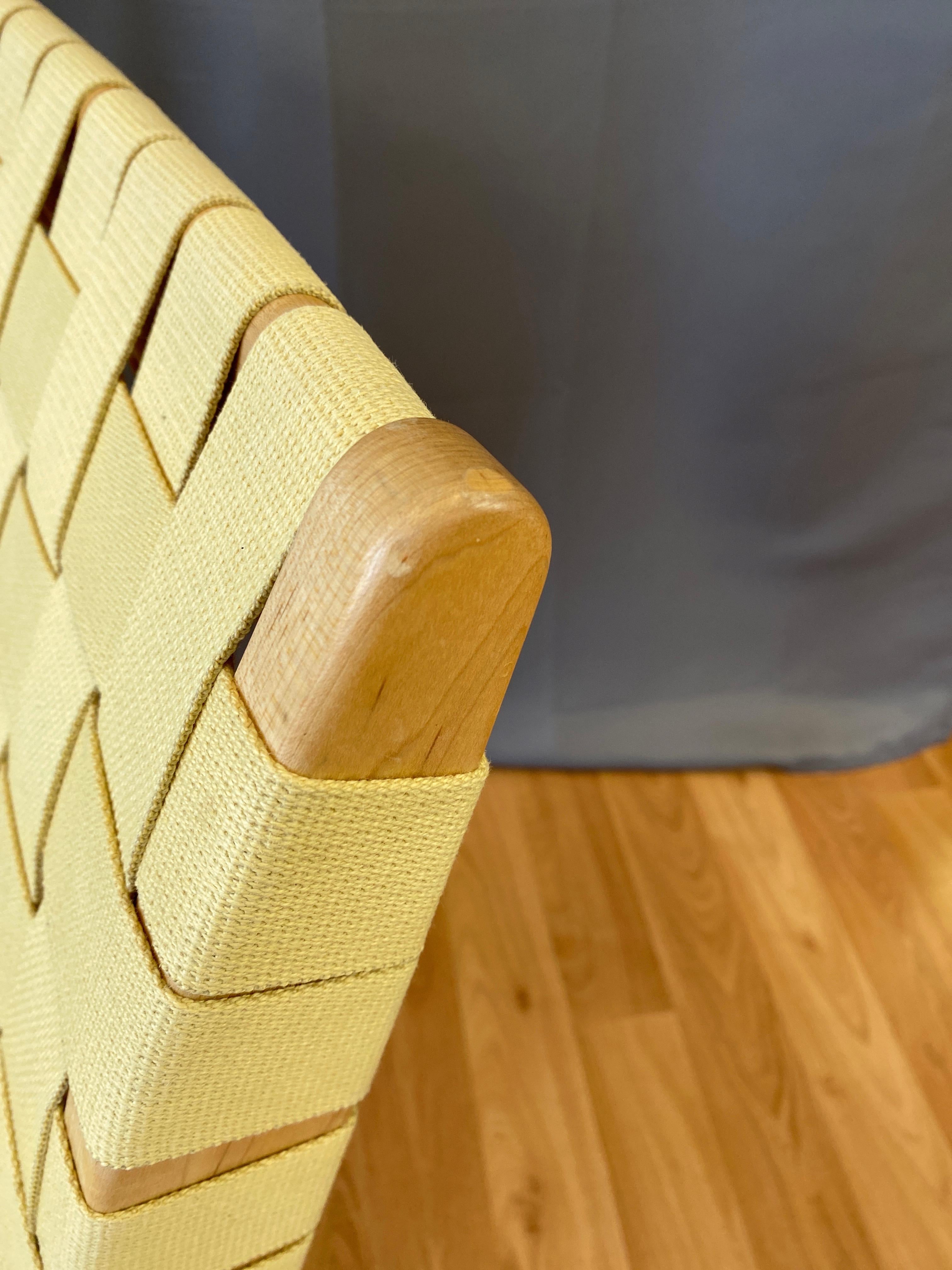 Pair of Jens Risom for KnollStudio Lounge Chairs, Maple with Maize Webbing, 2013 7