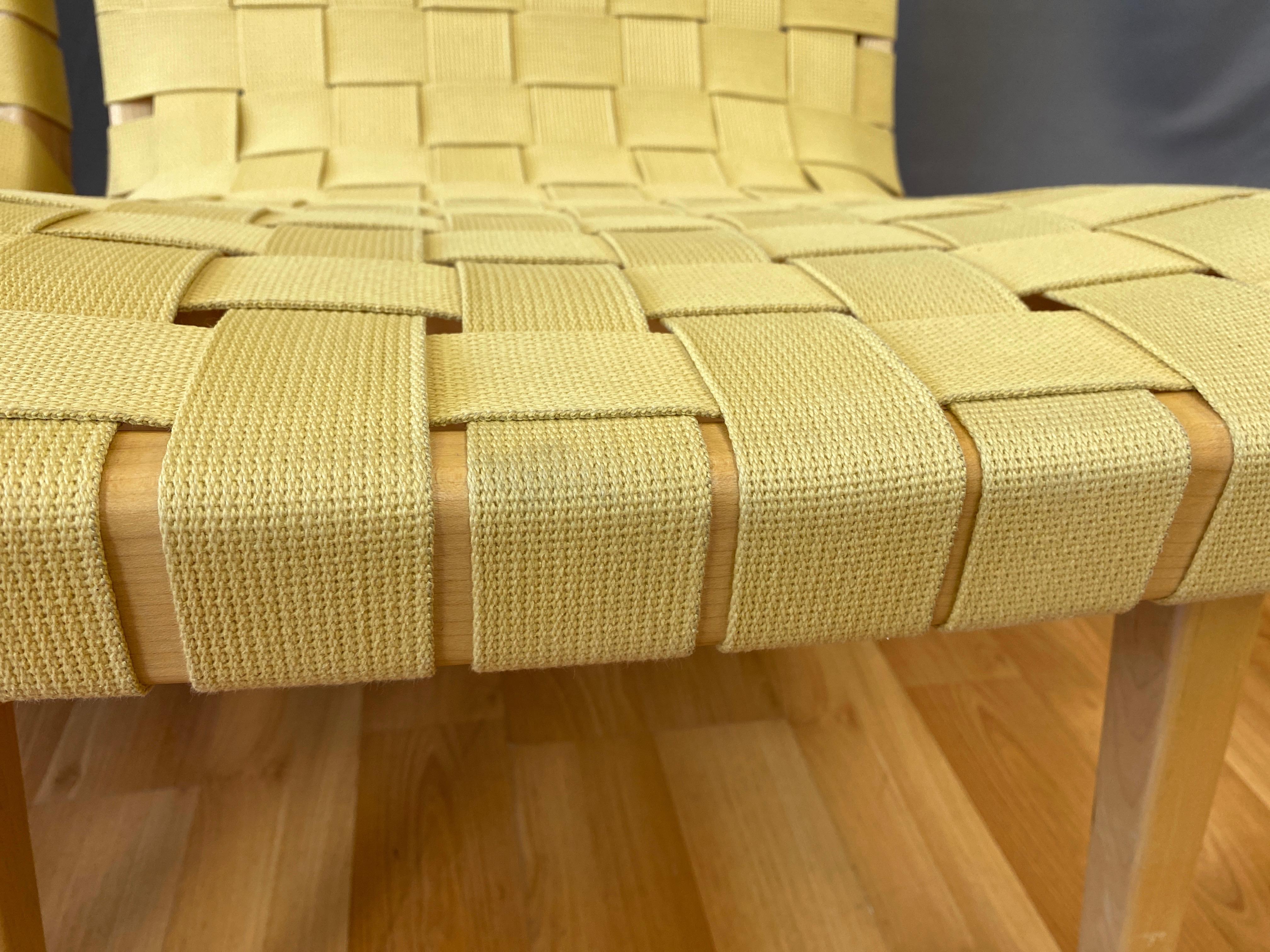 Pair of Jens Risom for KnollStudio Lounge Chairs, Maple with Maize Webbing, 2013 9