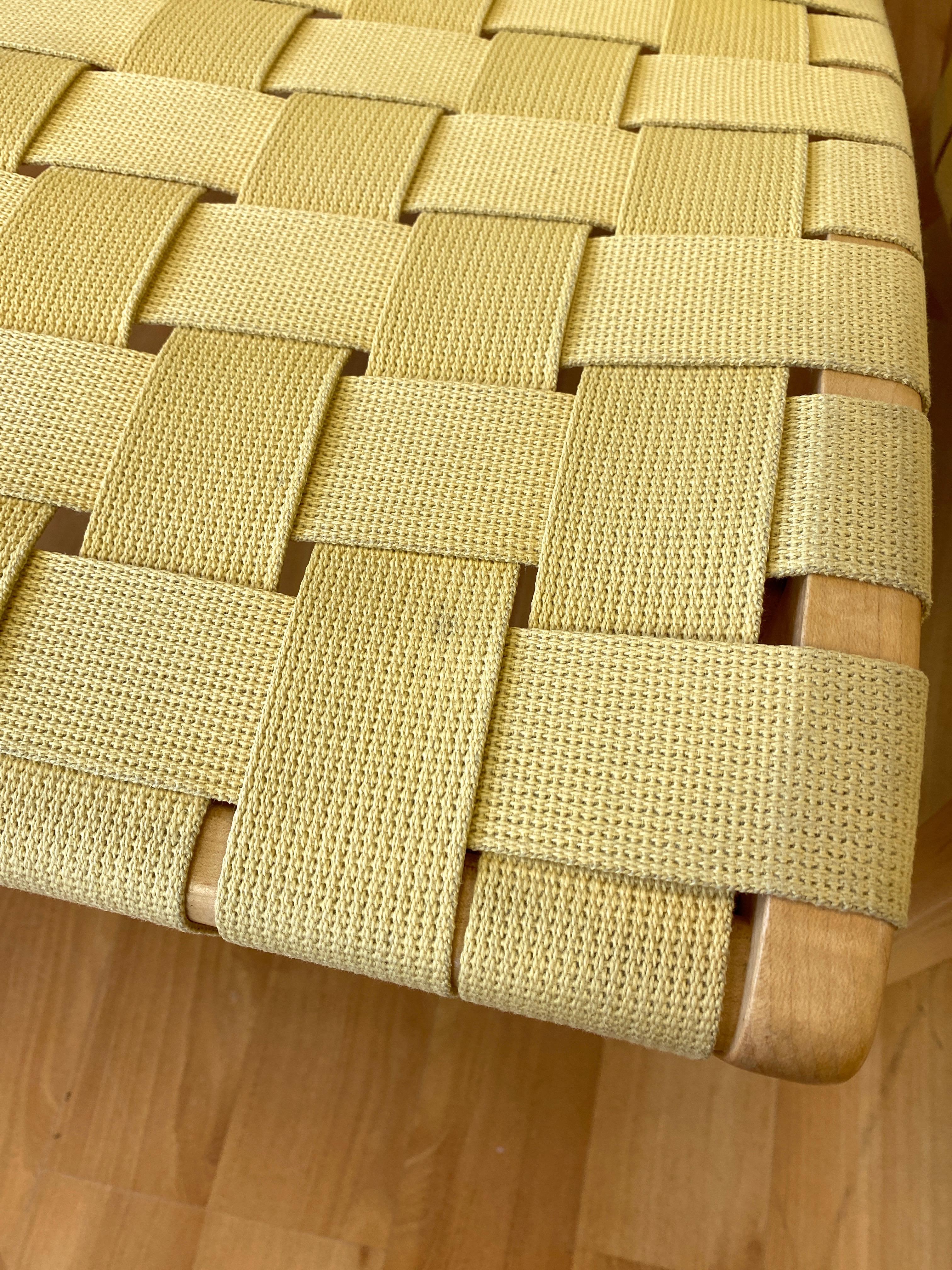 Pair of Jens Risom for KnollStudio Lounge Chairs, Maple with Maize Webbing, 2013 10