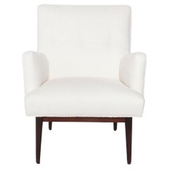 Pair of Jens Risom Lounge Chairs in New Ivory Boucle Fabric