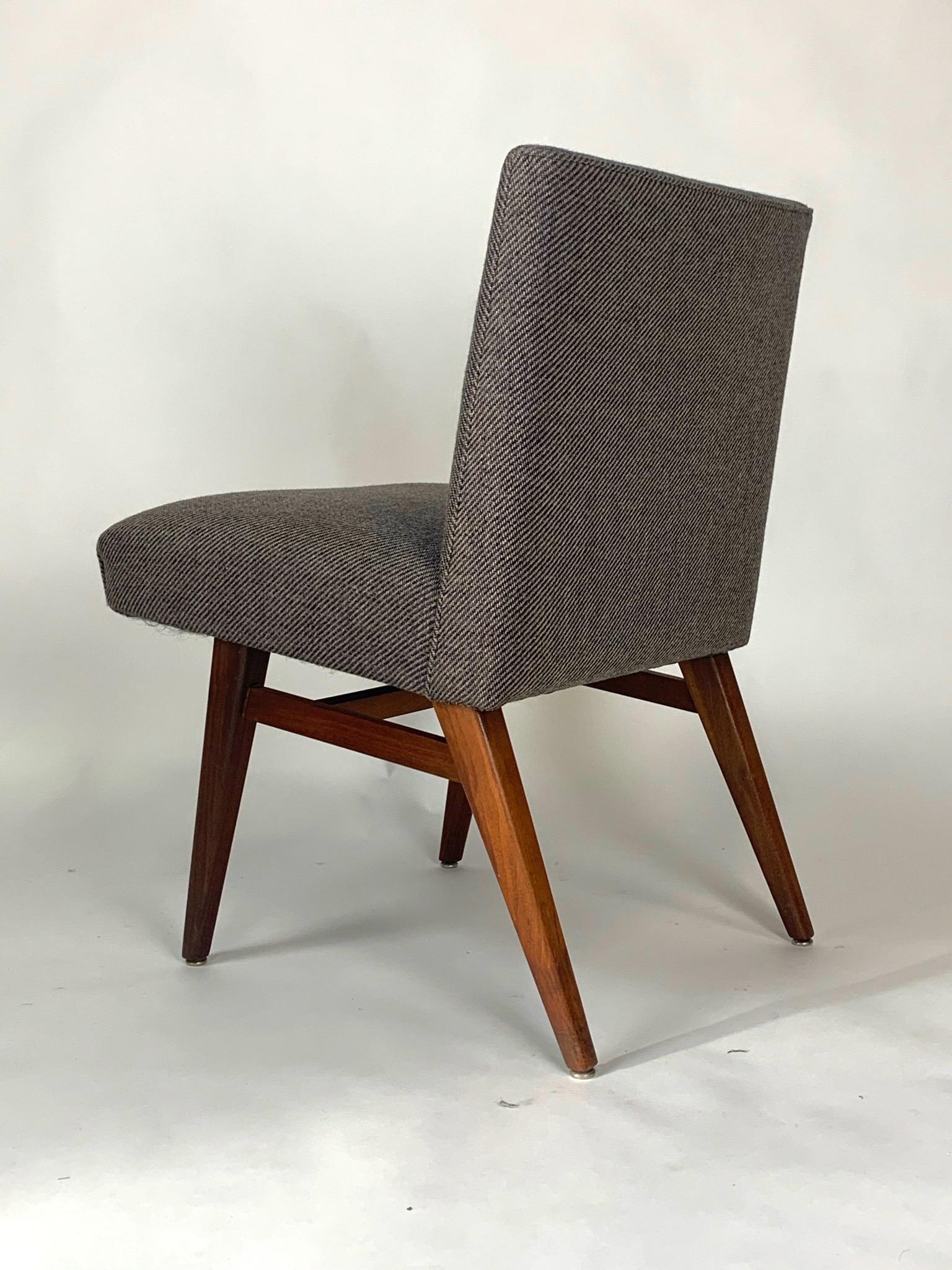 20th Century Pair of Jens Risom Model #205 Sleek Upholstered and Walnut Side or Slipper Chair