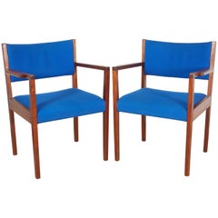 Pair of Jens Risom Teak Armchairs