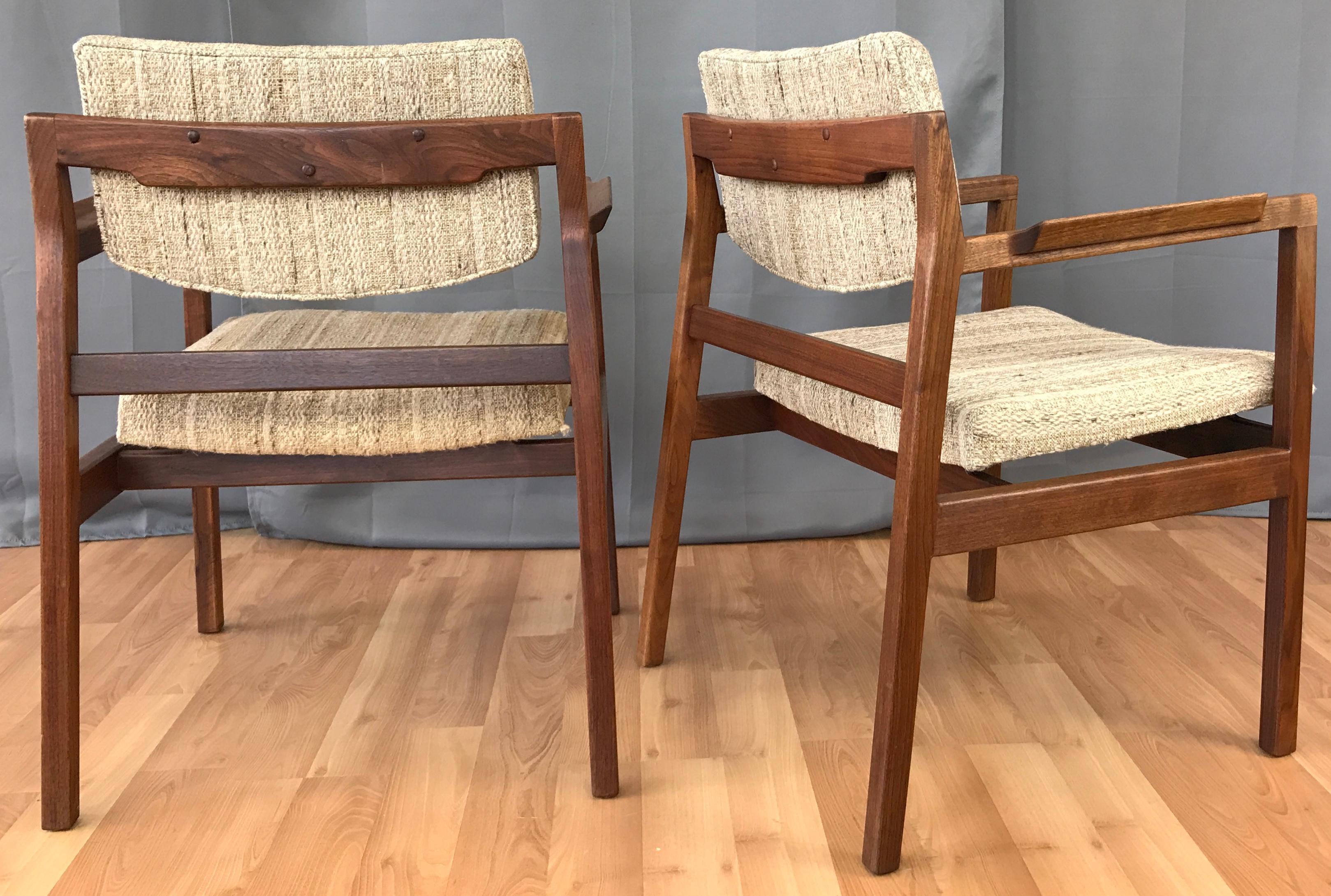 Pair of Jens Risom Walnut Arm Chairs Circa 1960s 9