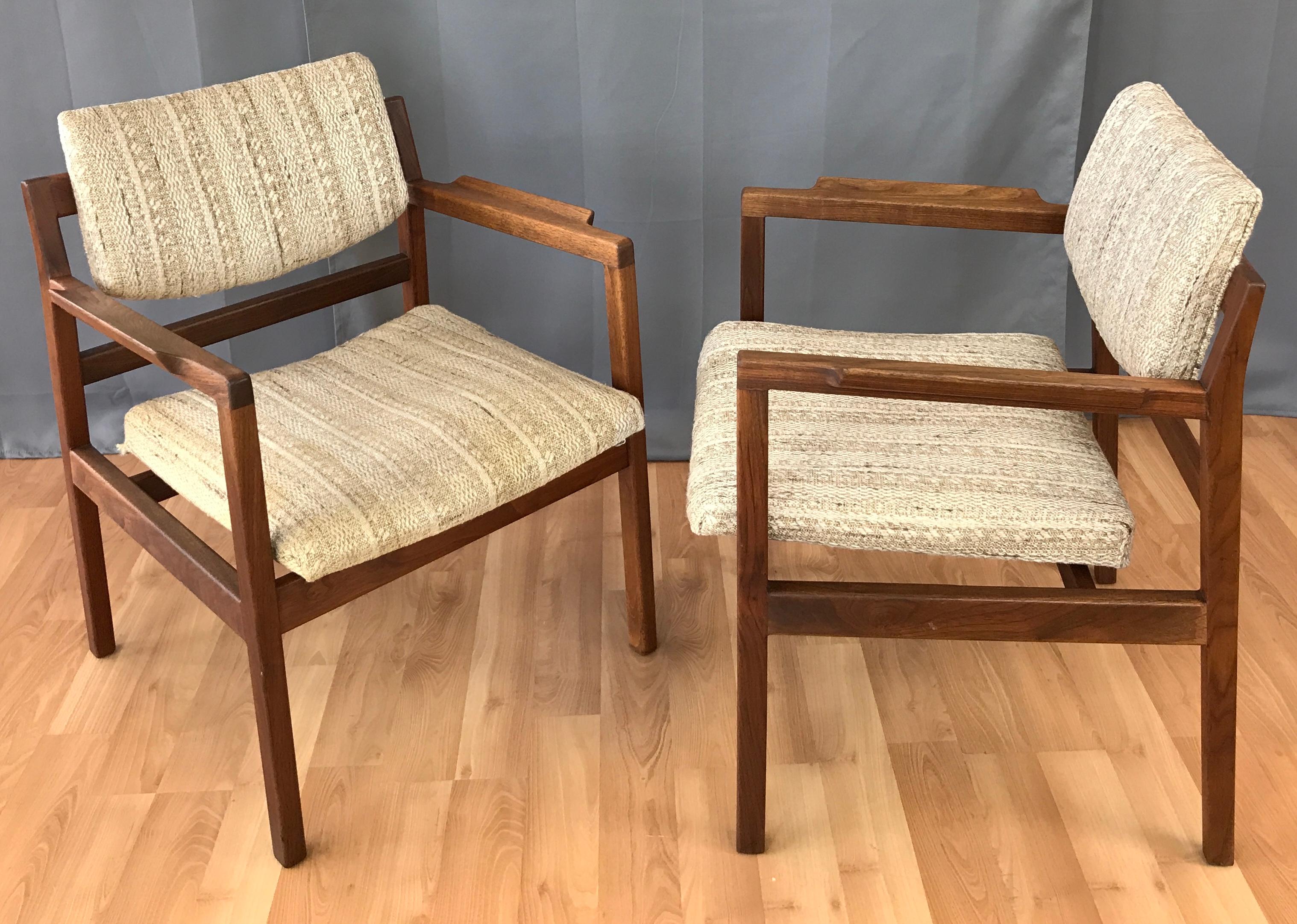 Pair of Jens Risom Walnut Arm Chairs Circa 1960s 10