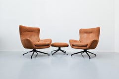 Pair of Nubuck  'Jensen' Armchairs and Ottoman by Rodolfo Dordoni for Minotti