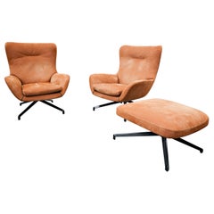 Pair of Nubuck 'Jensen' Armchairs and Ottoman by Rodolfo Dordoni for Minotti