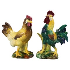 Pareja de jarrones de gallina y gallo Jerome Massier