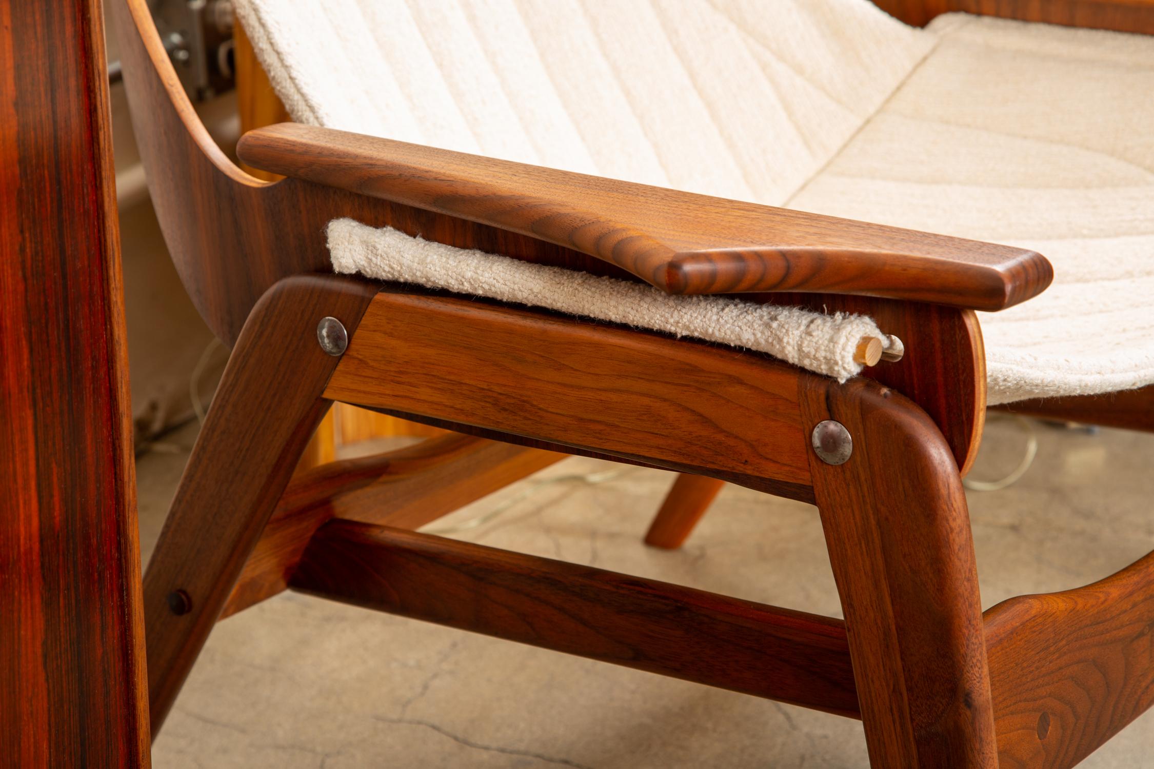 20th Century Pair of Jerry Johnson Walnut Sling Lounge Chairs