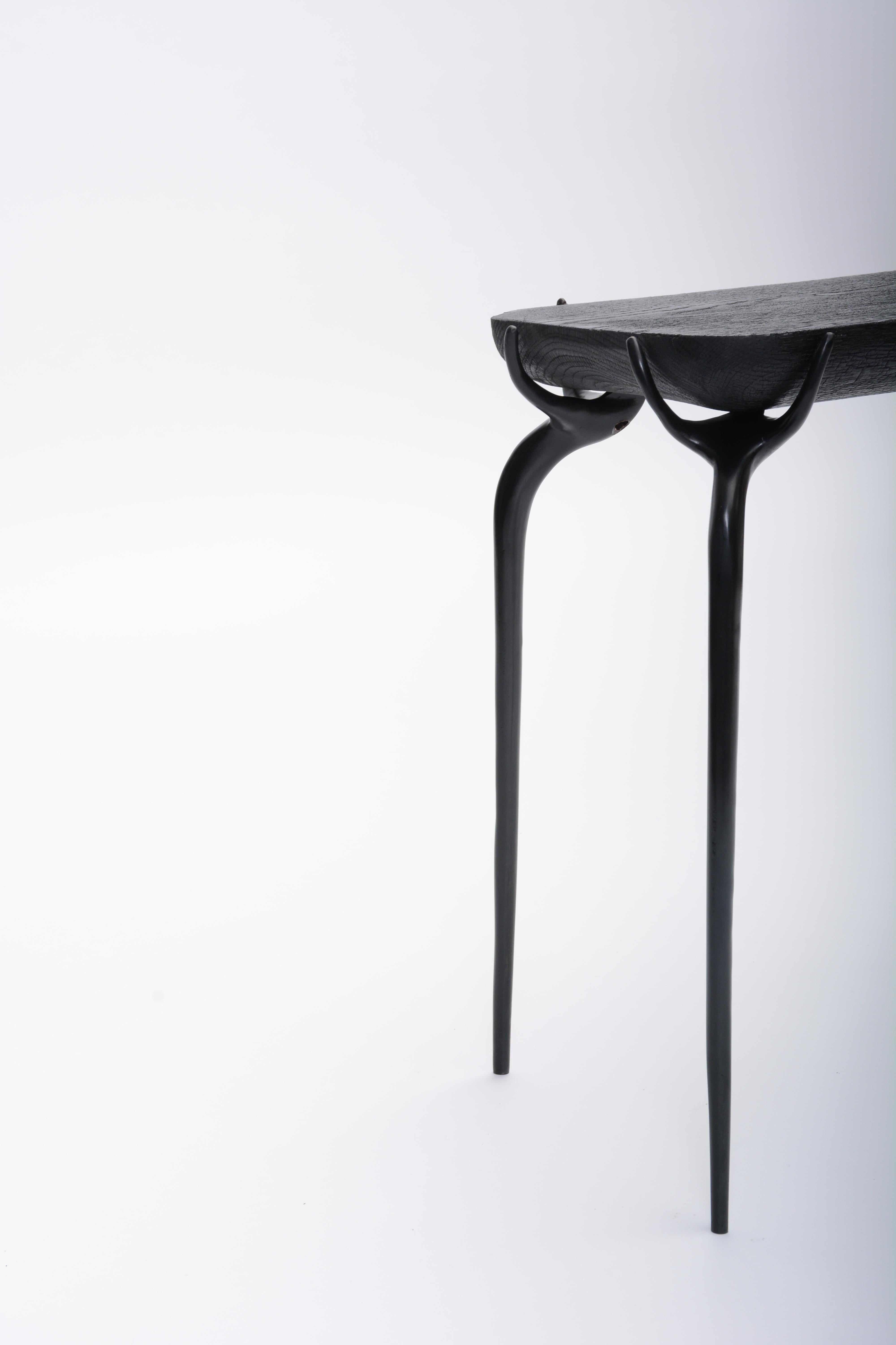 Pair of Jewel Side Tables (Bronze / Burnt Oak Top) by Elan Atelier IN STOCK 1