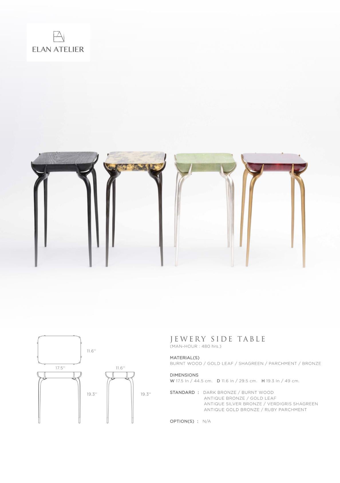 Pair of Jewel Side Tables (Bronze / Burnt Oak Top) by Elan Atelier IN STOCK 2