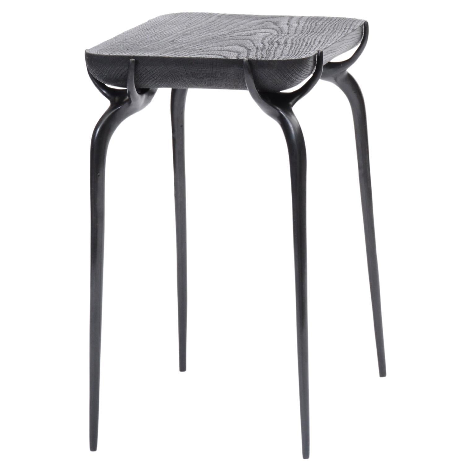 Pair of Jewel Side Tables (Bronze / Burnt Oak Top) by Elan Atelier IN STOCK