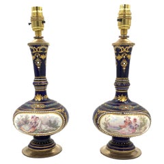 Pair of Jewelled Porcelain Lamps