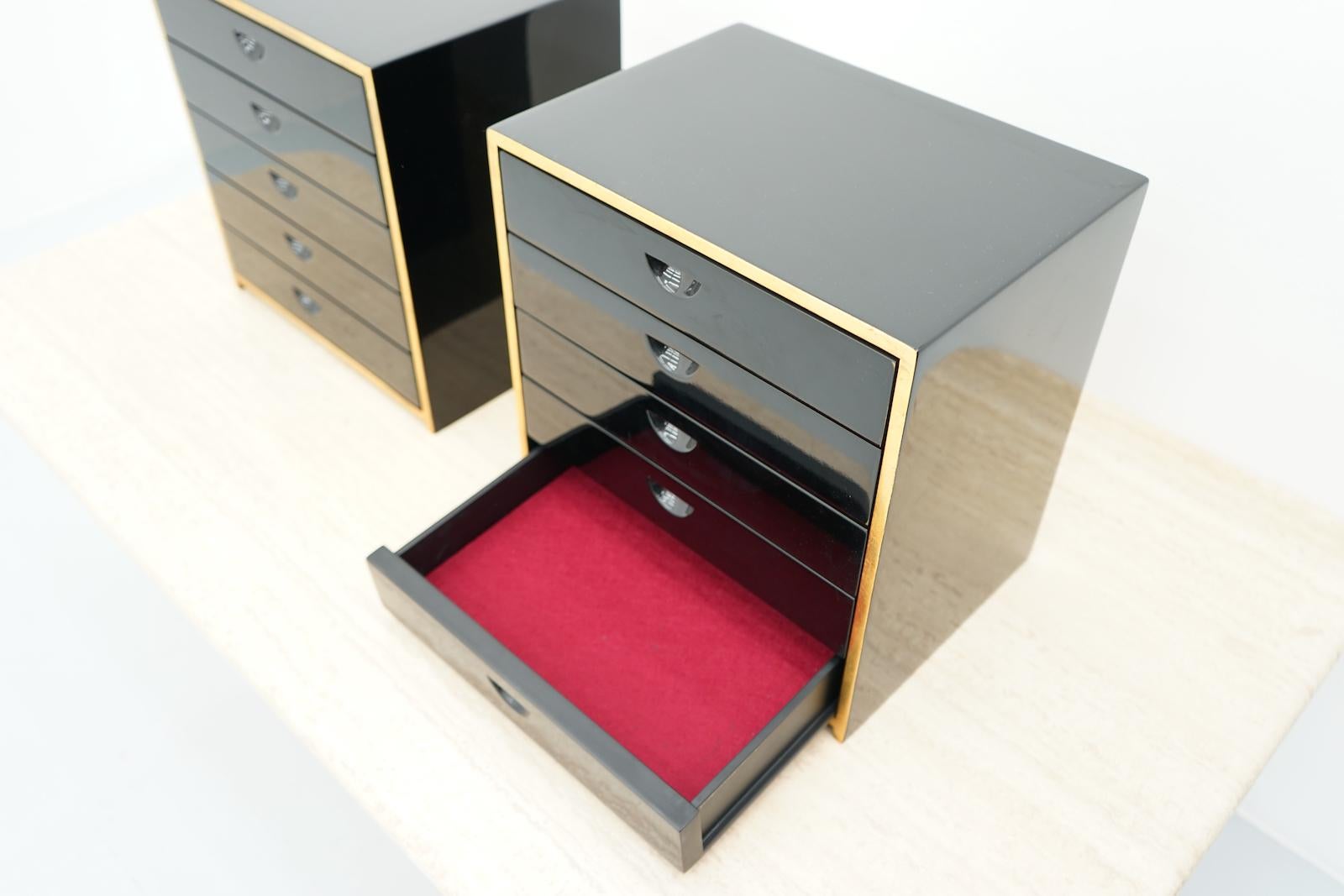 Pair of Jewelry Cabinets in Black Lacquer Attr. to Jean-Claude Mahey 3