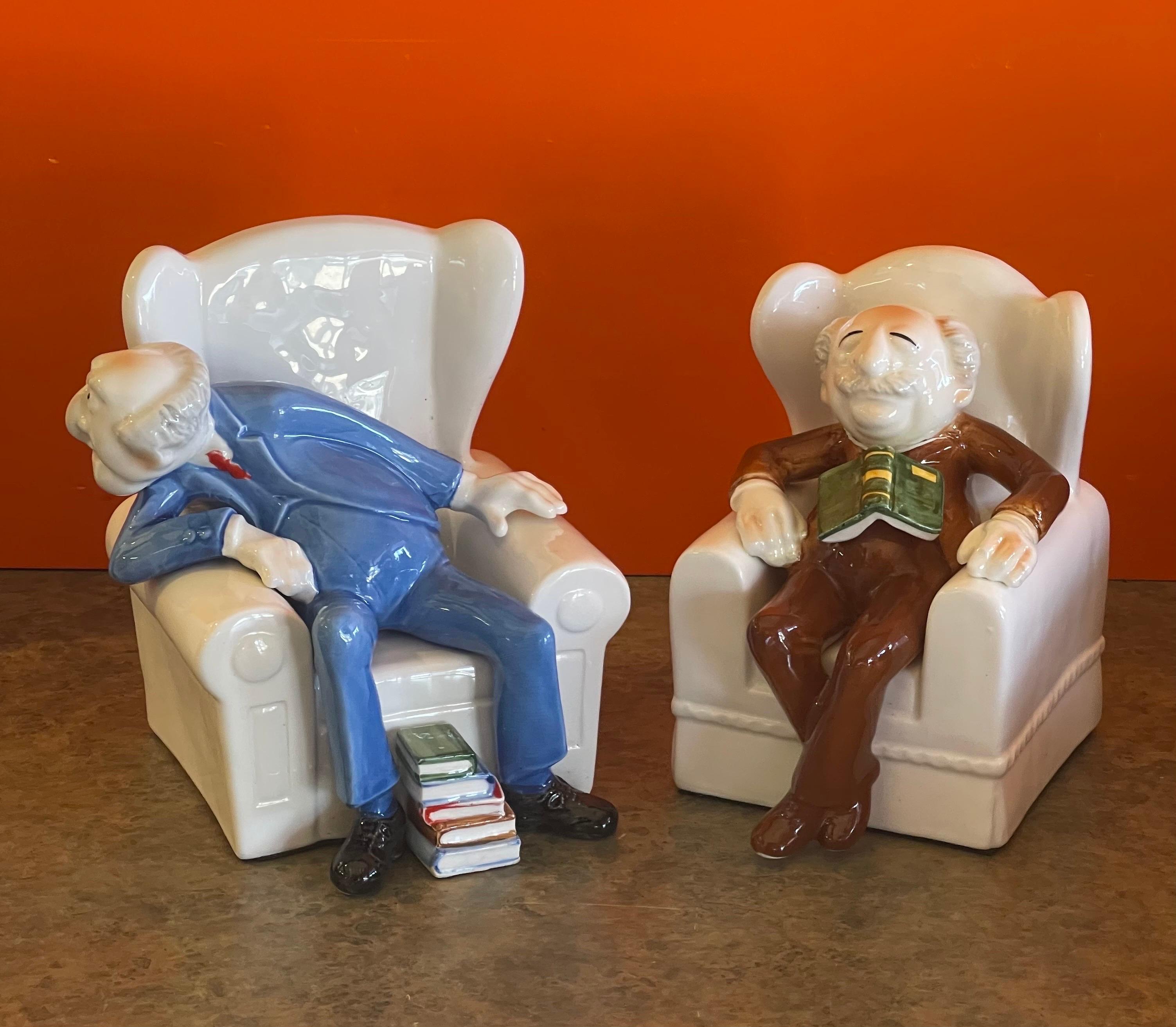 Paire de serre-livres en céramique peinte à la main «ppet - Statler &amp; Waldorf » de Jim Henson 3