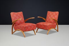 Paire de chaises longues en hêtre courbé Jindrich Halabala Art déco, Up Zavody, CZ 1930