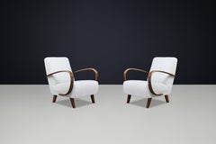 Pair of Jindřich Halabala Bentwood Lounge Chairs in Bouclé, Czechoslovakia, 1930