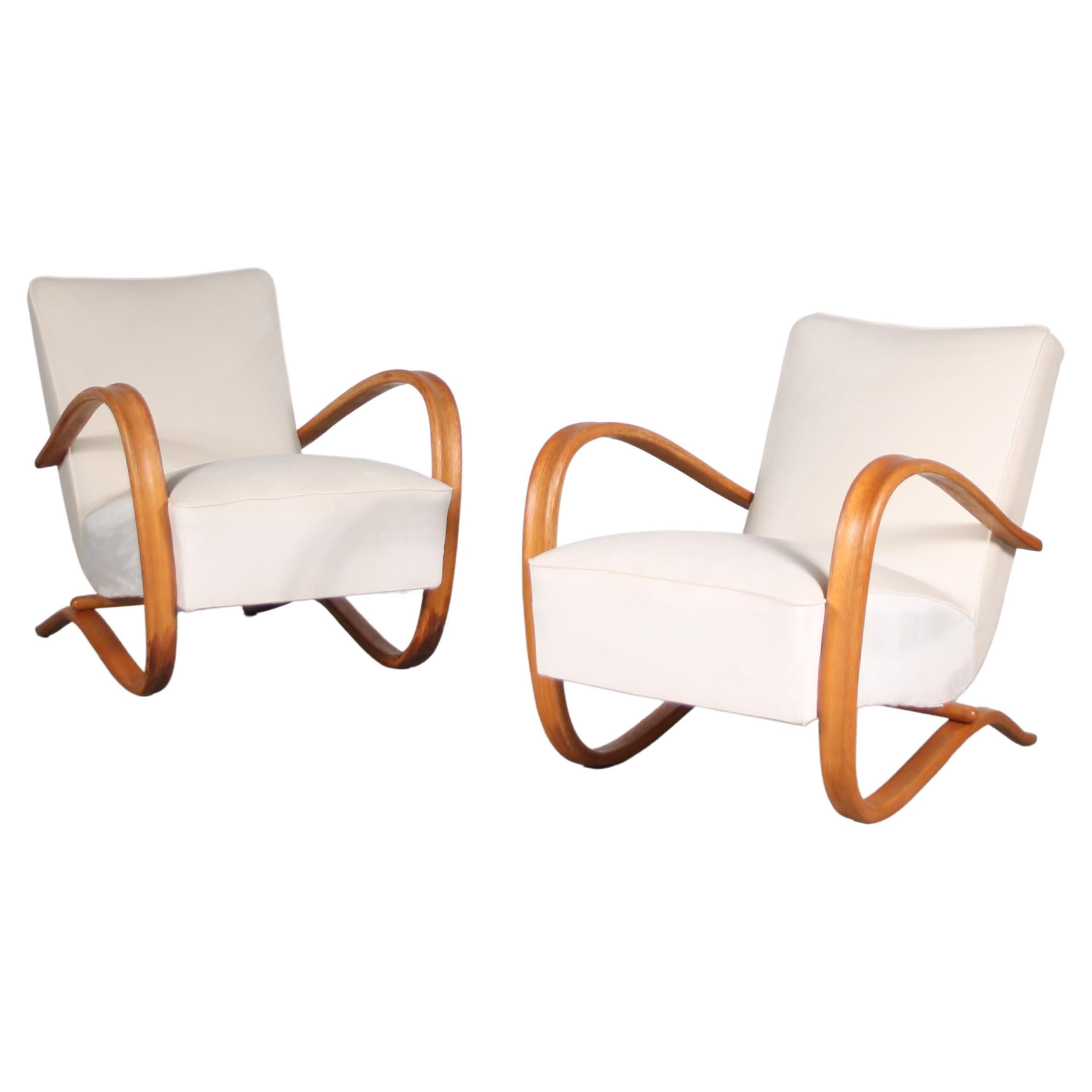 Pair of Jindrich Halabala Chairs for Up Zadovy, Czech 1950