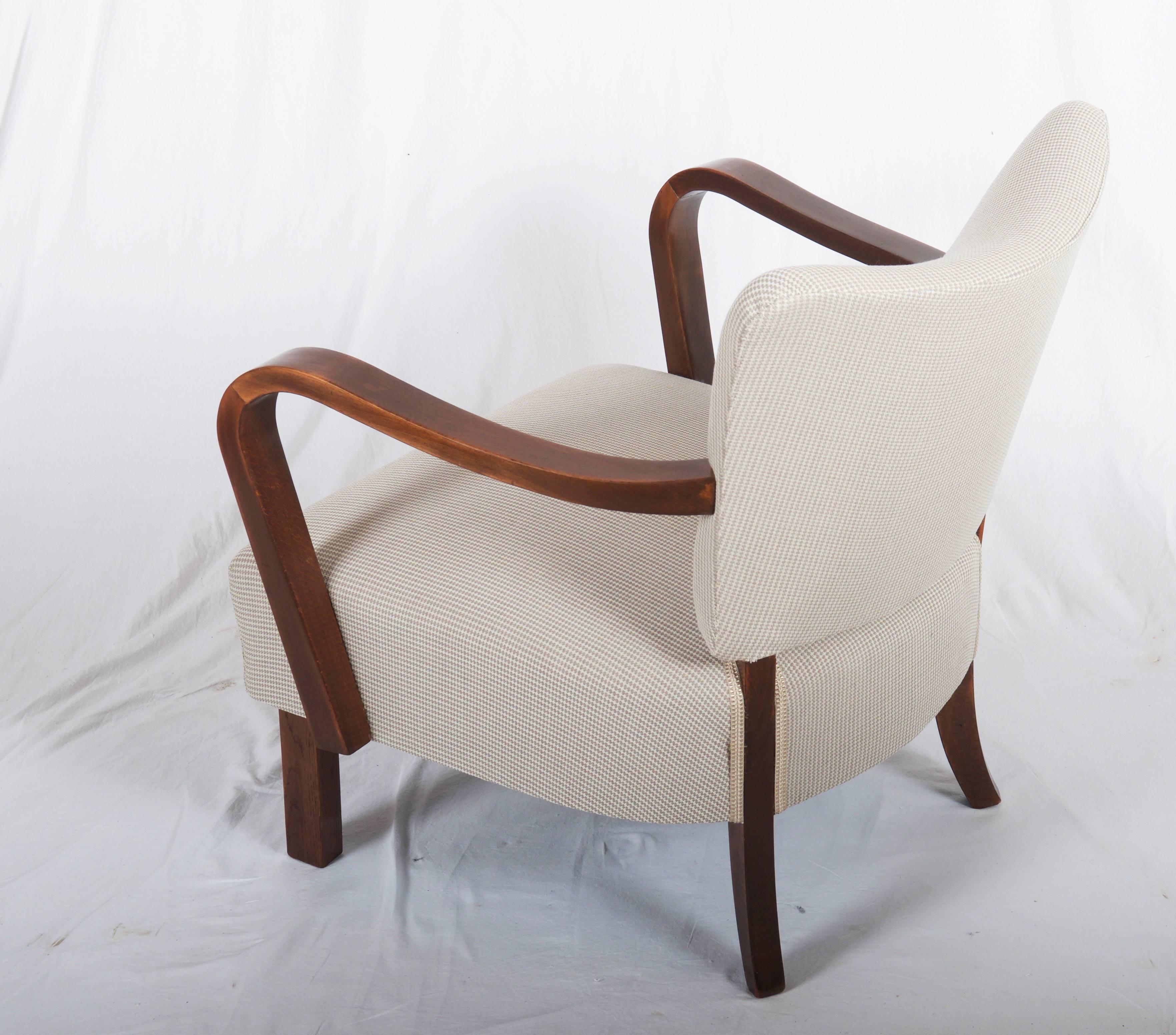 Czech Pair of Jindrich Halabala H-237 Art Deco Armchairs For Sale