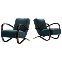 Paar Jindrich Halabala Lounge Chairs:: Tschechische Republik:: um 1930