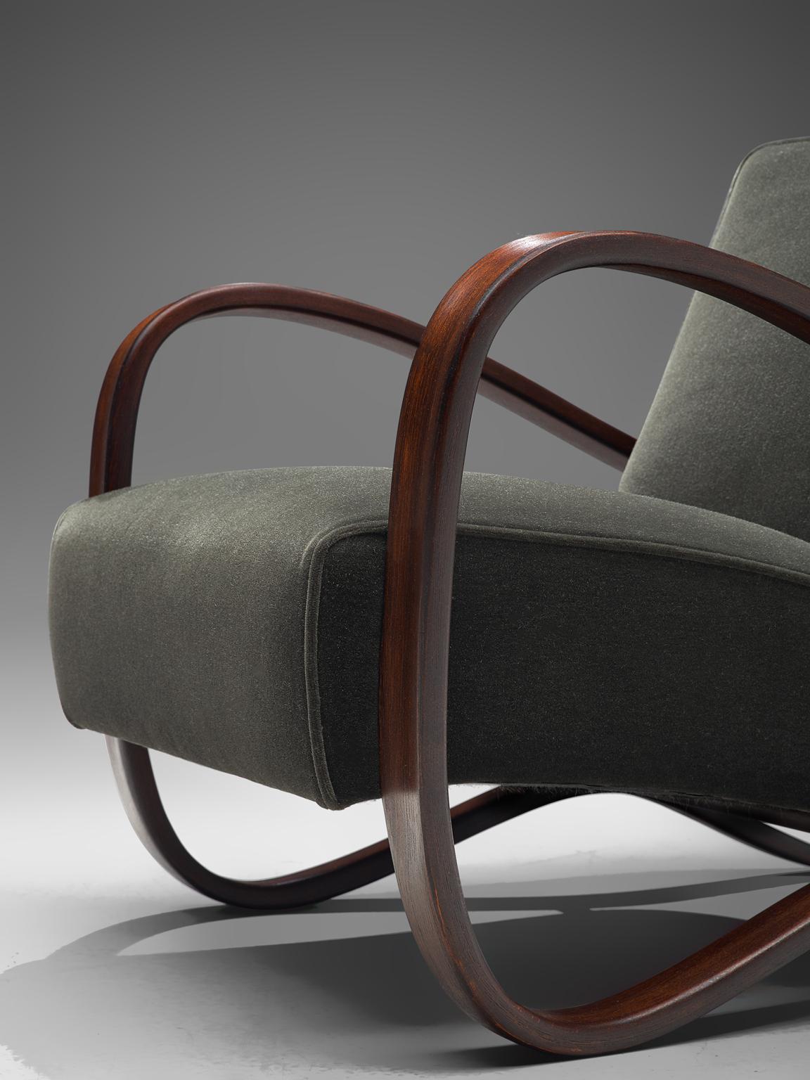 Fabric Jindrich Halabala Lounge Chairs Customizable in Mohair Upholstery