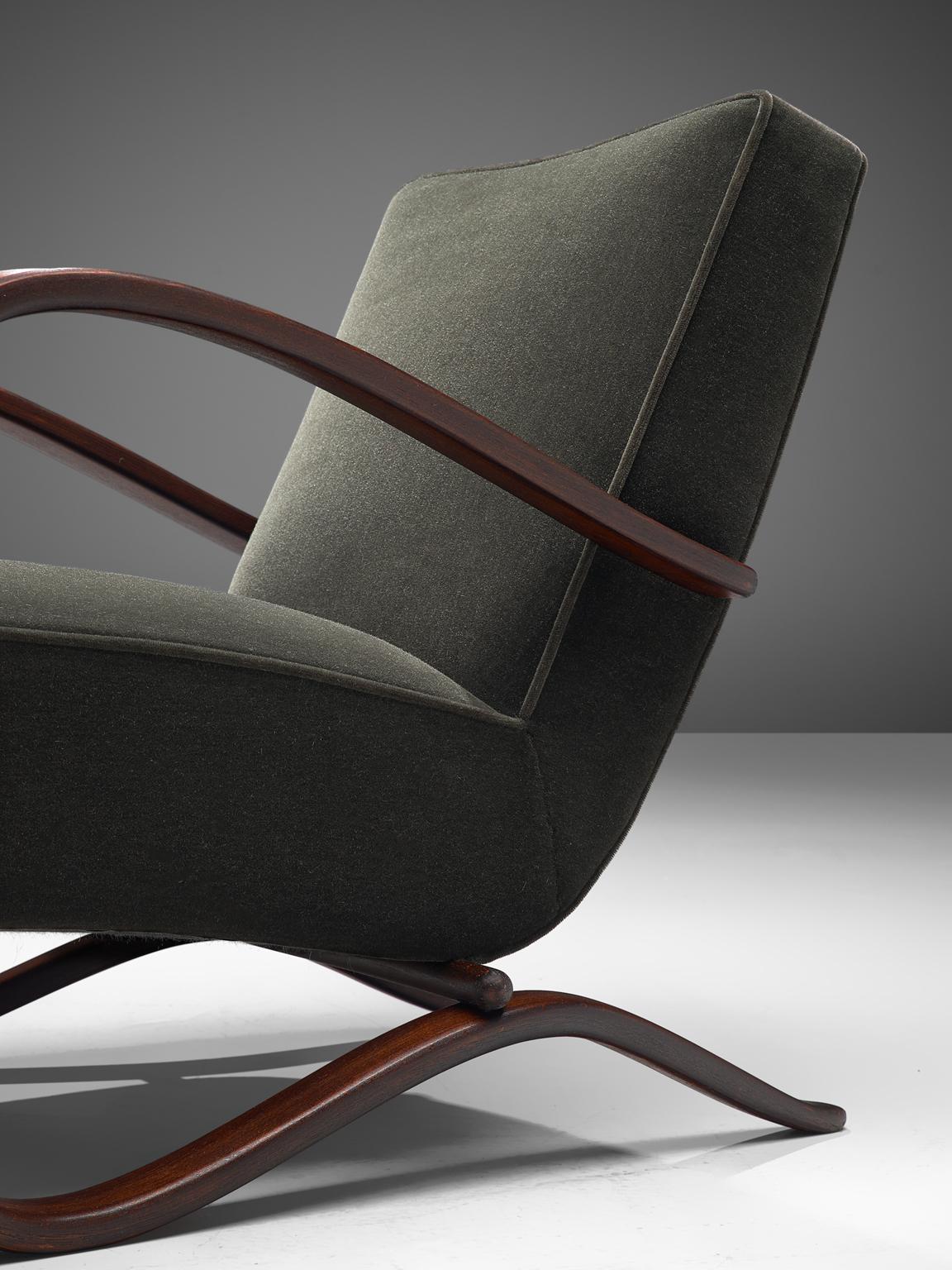 Jindrich Halabala Lounge Chairs Customizable in Mohair Upholstery 1