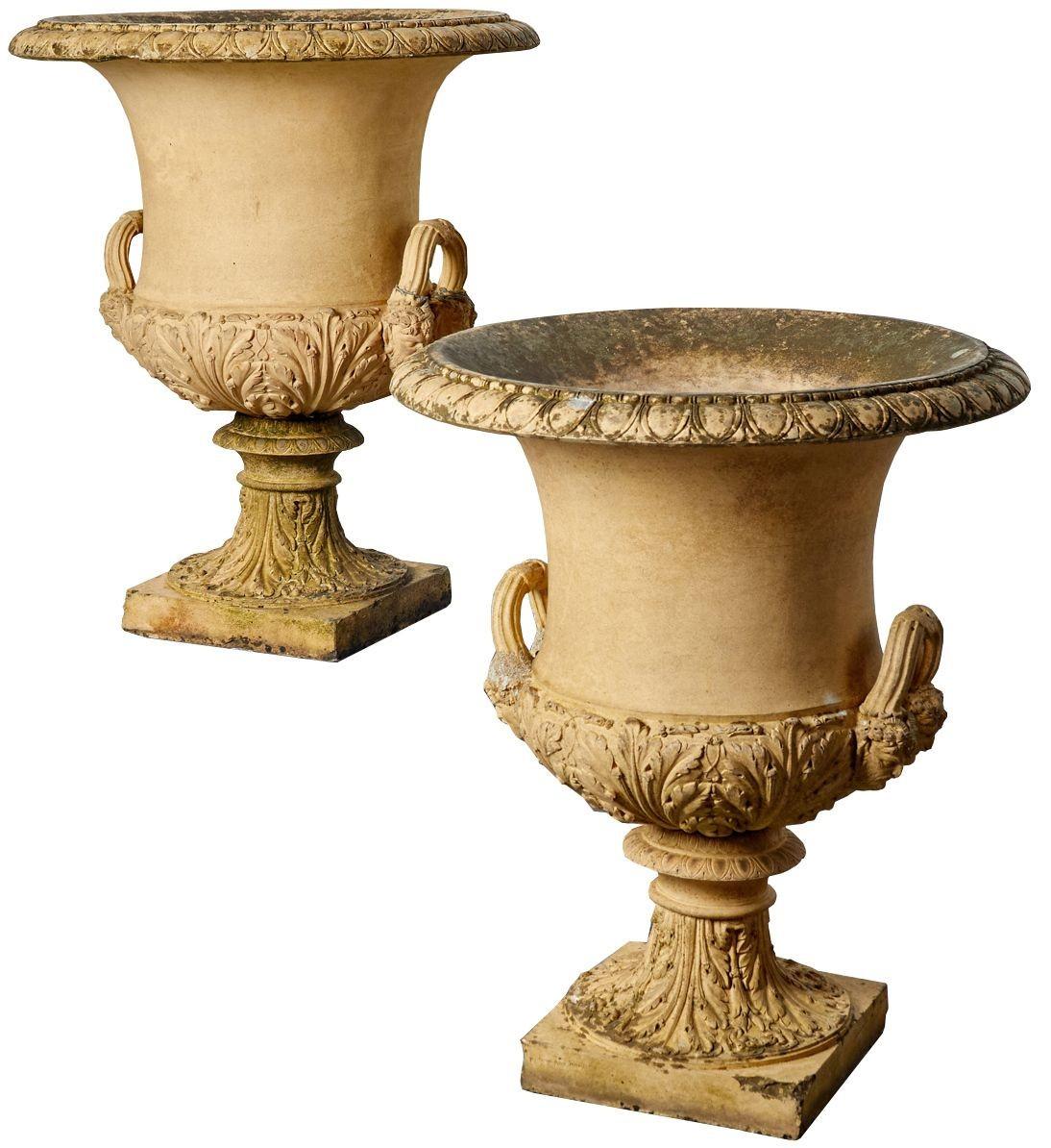 19th Century Pair of JM Blashfield Terracotta Garden Urns For Sale
