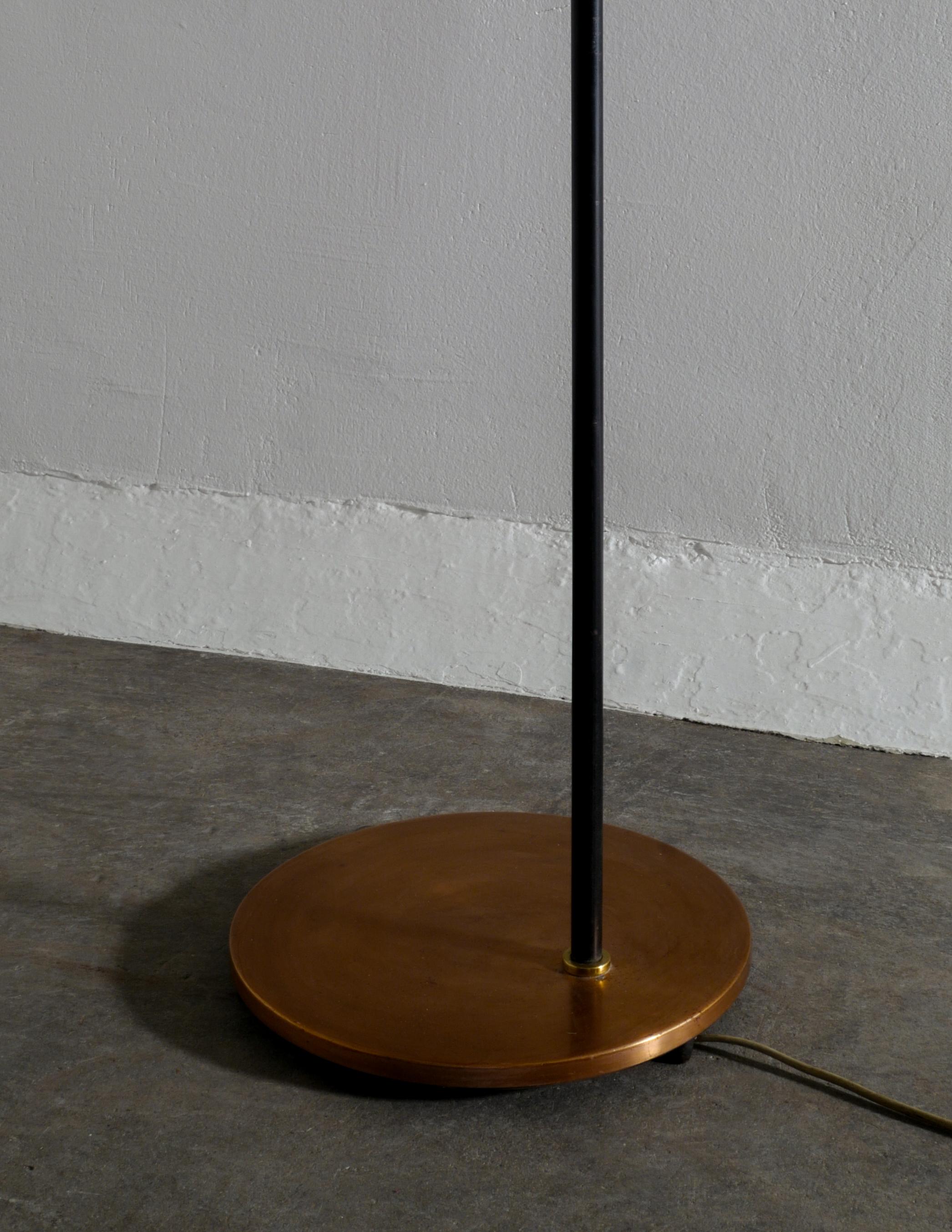 Metal Pair of Jo Hammerborg Floor Lamps in Copper Produced in Denmark, 1960s