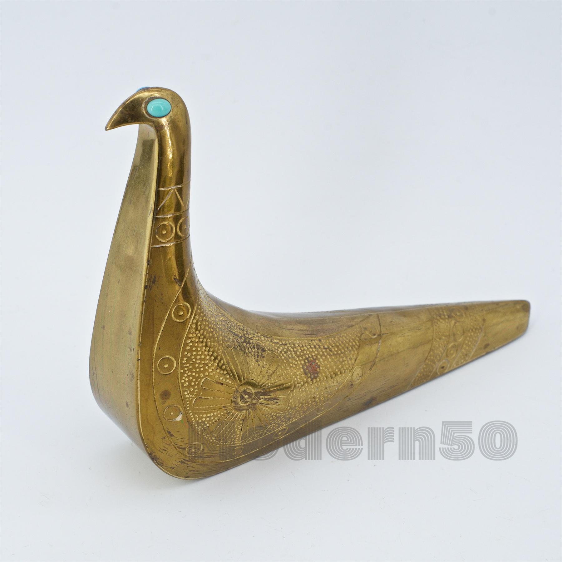 Mid-Century Modern Pair of Joaquin Taller Tinta Ecuador Gemstone Birds Art Craftsman MCM Sculptures
