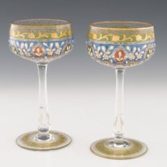 Pair of Jodhpur Enamelled Wine Glasses c1920