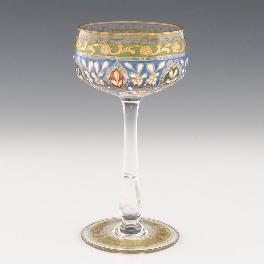 German Pair of Jodhpur Enamelled Wine Glasses c1920 For Sale