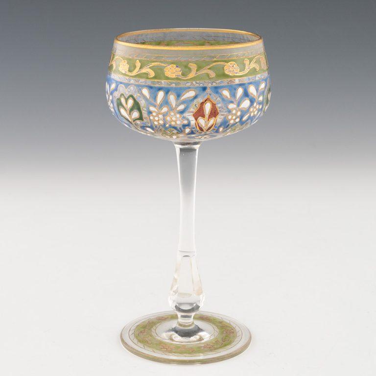 German Pair of Jodhpur Enamelled Wine Glasses c1920 For Sale