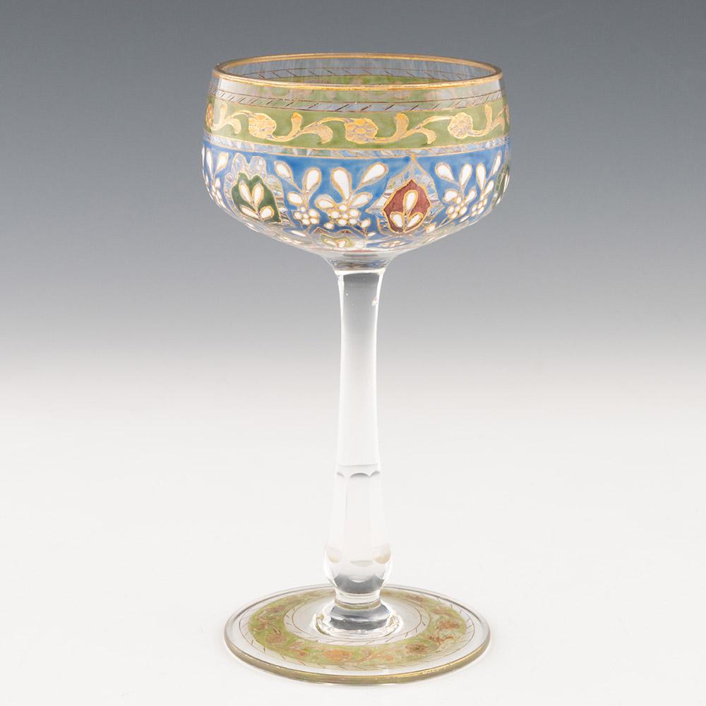 Pair of Jodhpur Enamelled Wine Glasses c1920 In Good Condition For Sale In Tunbridge Wells, GB