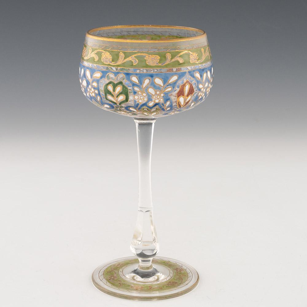 Pair of Jodhpur Enamelled Wine Glasses c1920 In Good Condition For Sale In Tunbridge Wells, GB