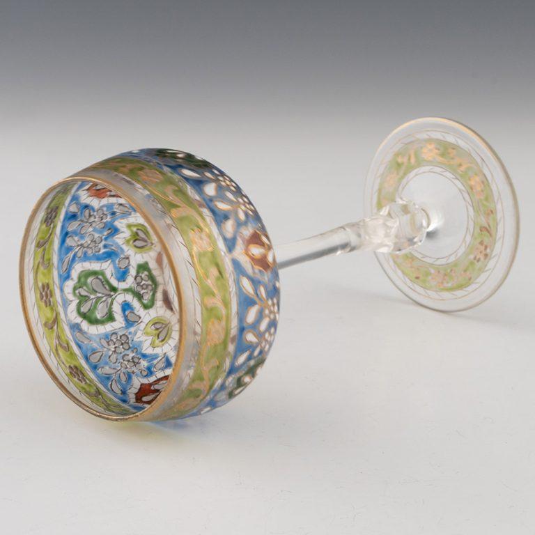 Early 20th Century Pair of Jodhpur Enamelled Wine Glasses c1920 For Sale