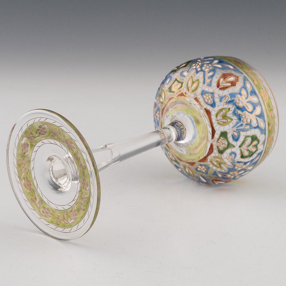 Pair of Jodhpur Enamelled Wine Glasses c1920 For Sale 1