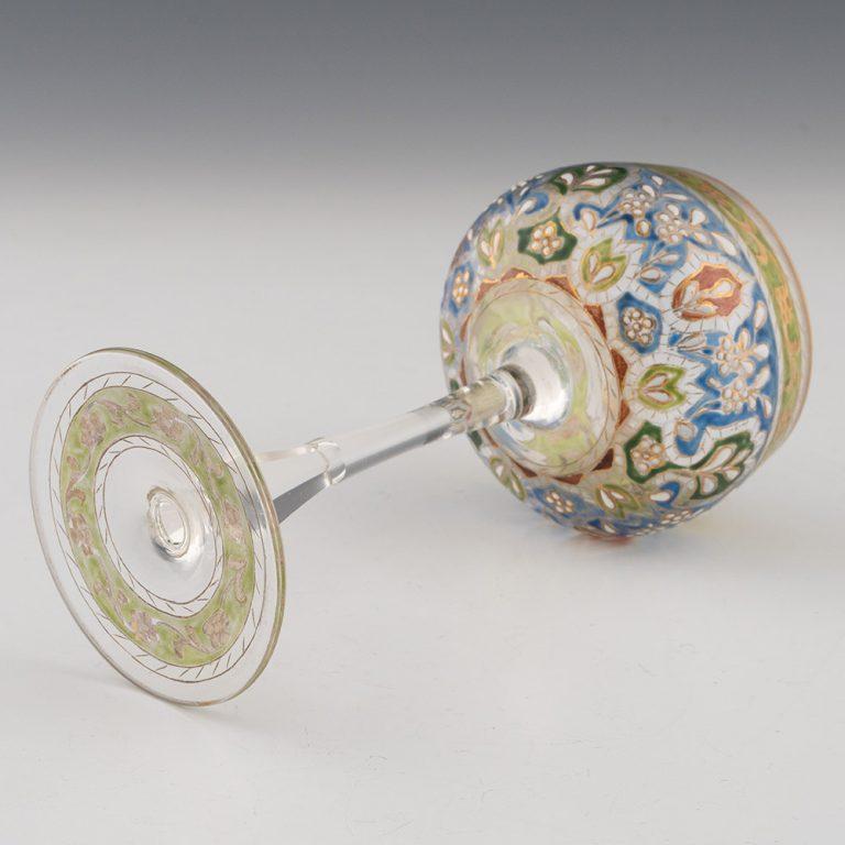 Pair of Jodhpur Enamelled Wine Glasses c1920 For Sale 1