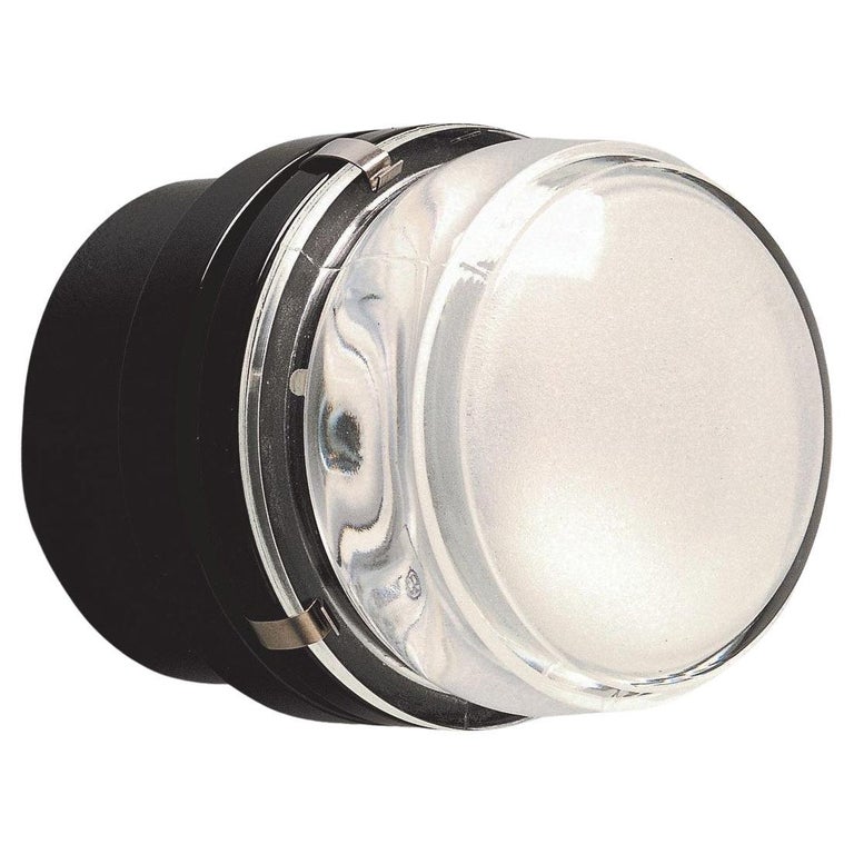 Pair of Joe Colombo 'Fresnel' Outdoor Wall Lamps for Oluce in Black For Sale 1