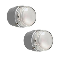 Pair of Joe Colombo 'Fresnel' Outdoor Wall Lamps in Grey for Oluce