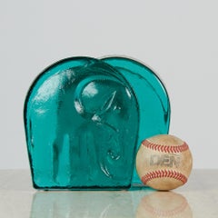 Pair of Joel Myers for Blenko Glass Elephant Bookends