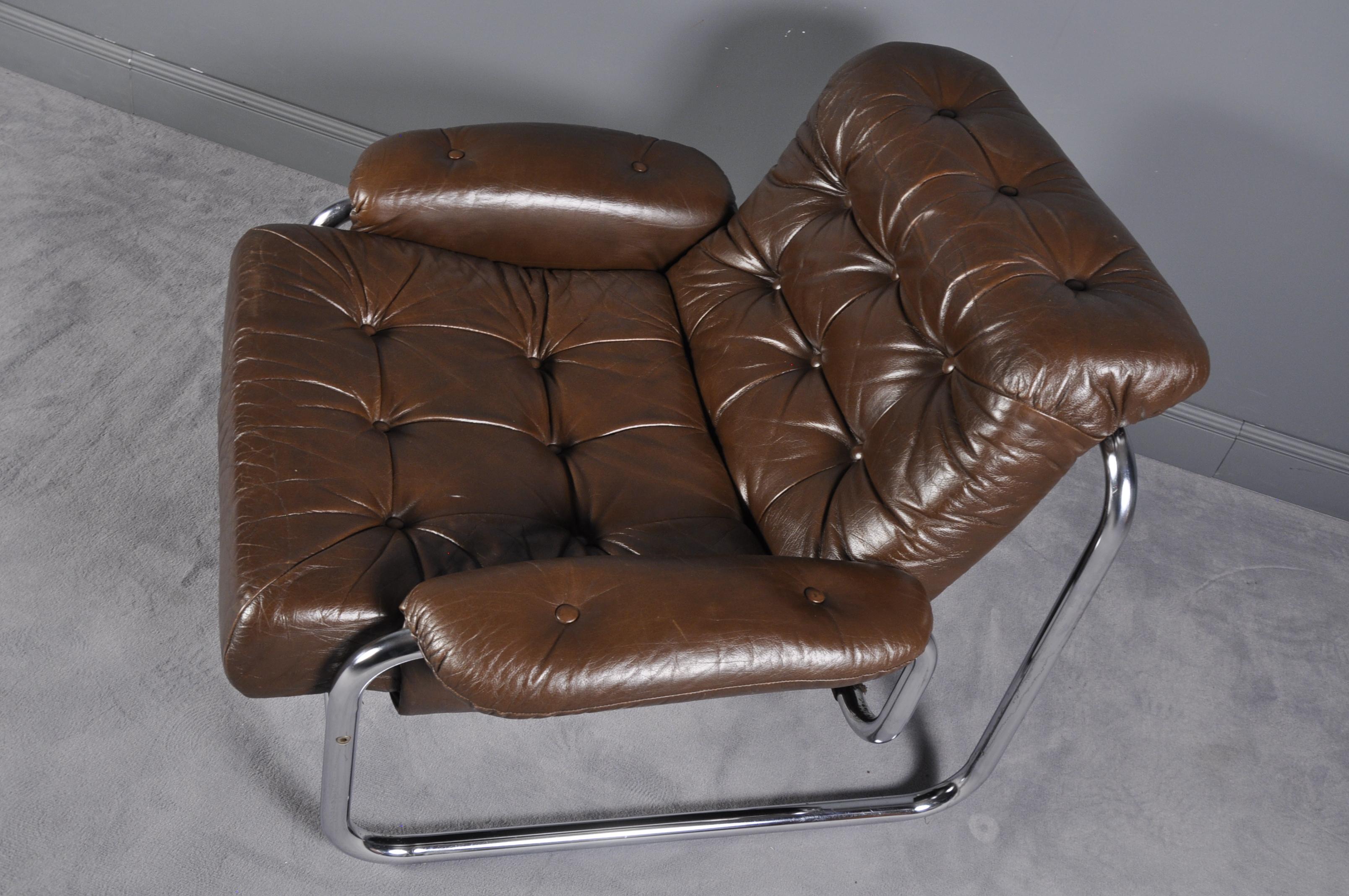 Pair of Johan Bertil Häggström for Ikea Leather Lounge Chairs, Sweden, 1970s In Good Condition In Bucharest, RO