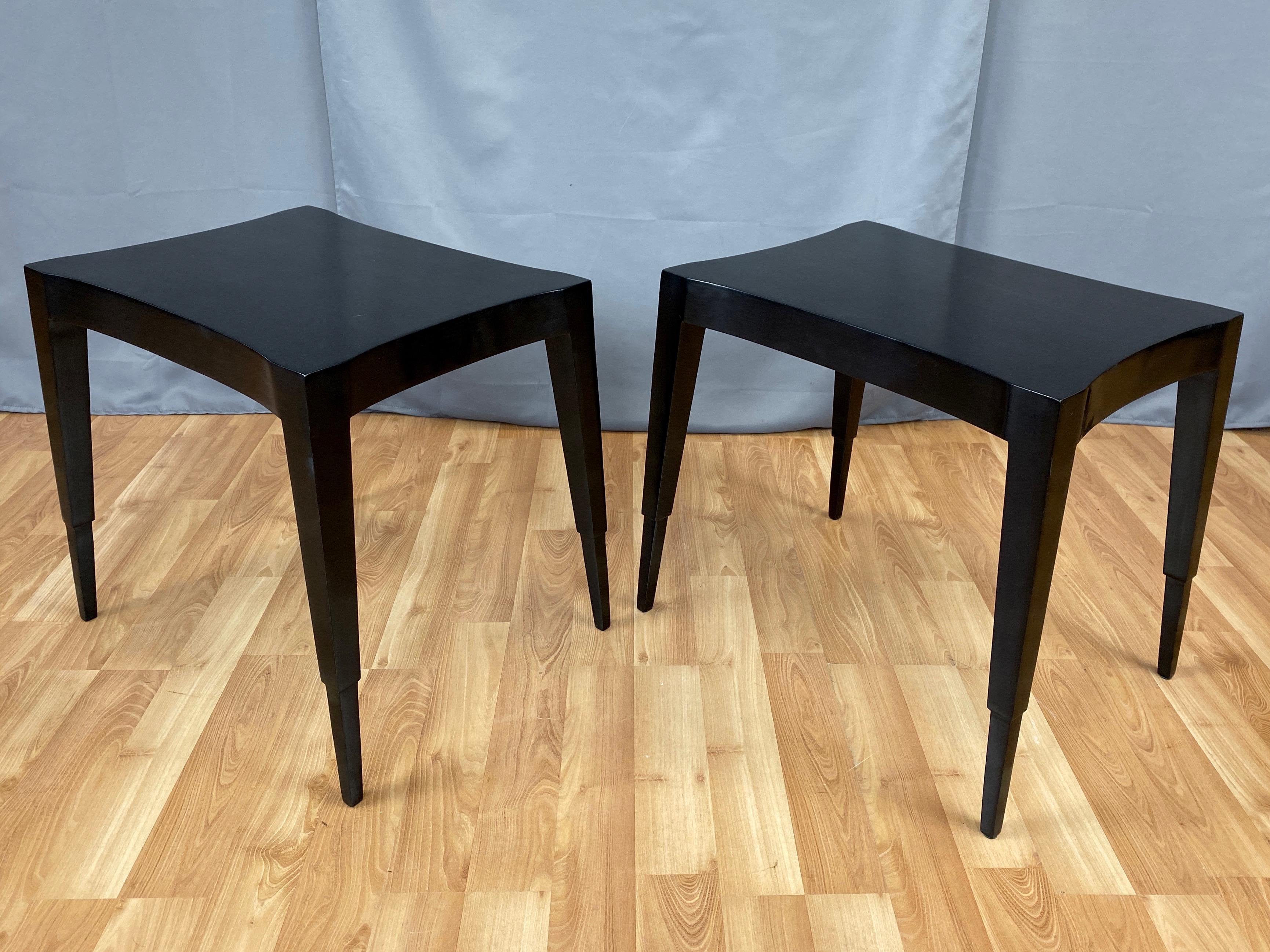 Hollywood Regency Pair of Johan Tapp Model 3084 Black Lacquer Side Tables, Mid-1940s