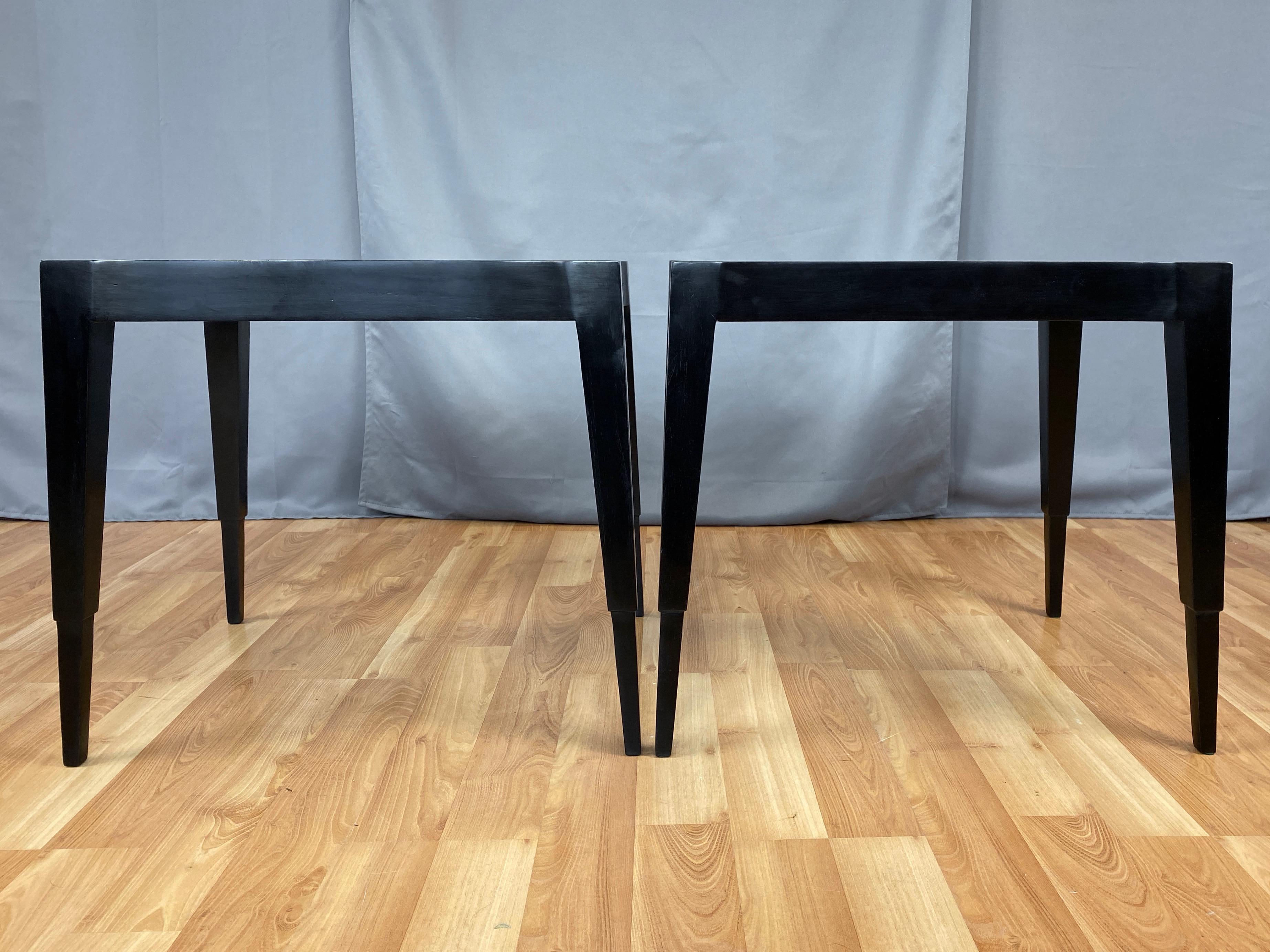 American Pair of Johan Tapp Model 3084 Black Lacquer Side Tables, Mid-1940s