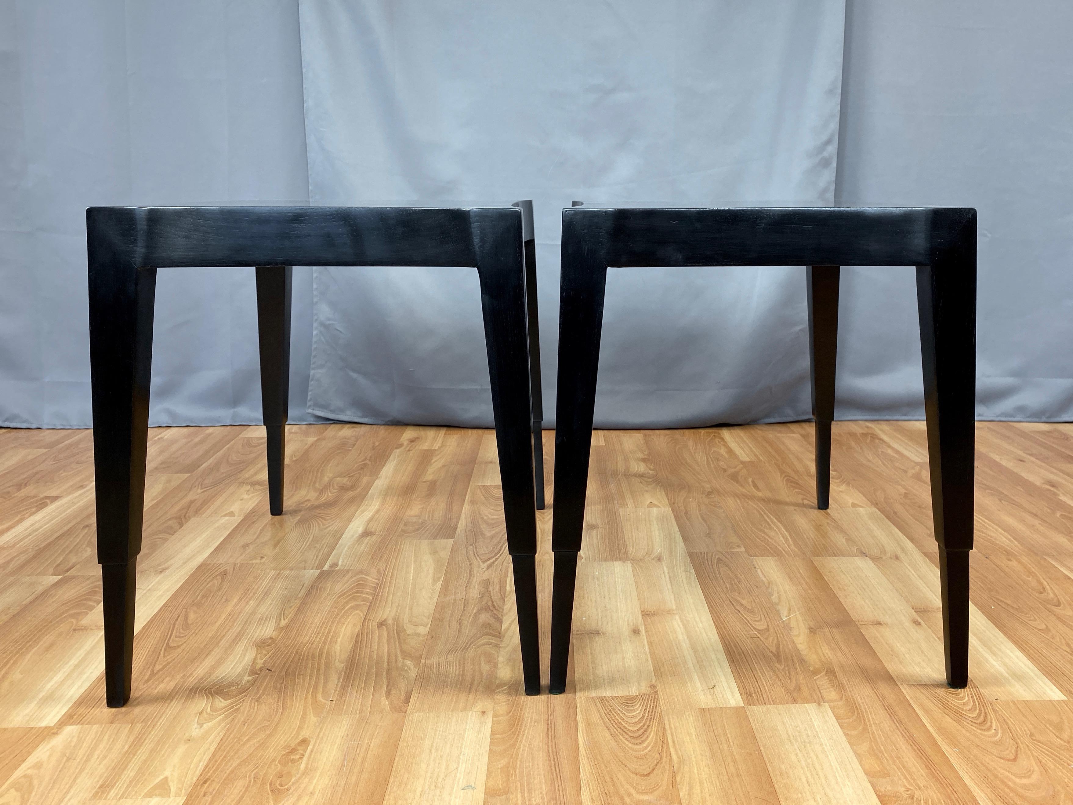 Pair of Johan Tapp Model 3084 Black Lacquer Side Tables, Mid-1940s In Good Condition In San Francisco, CA