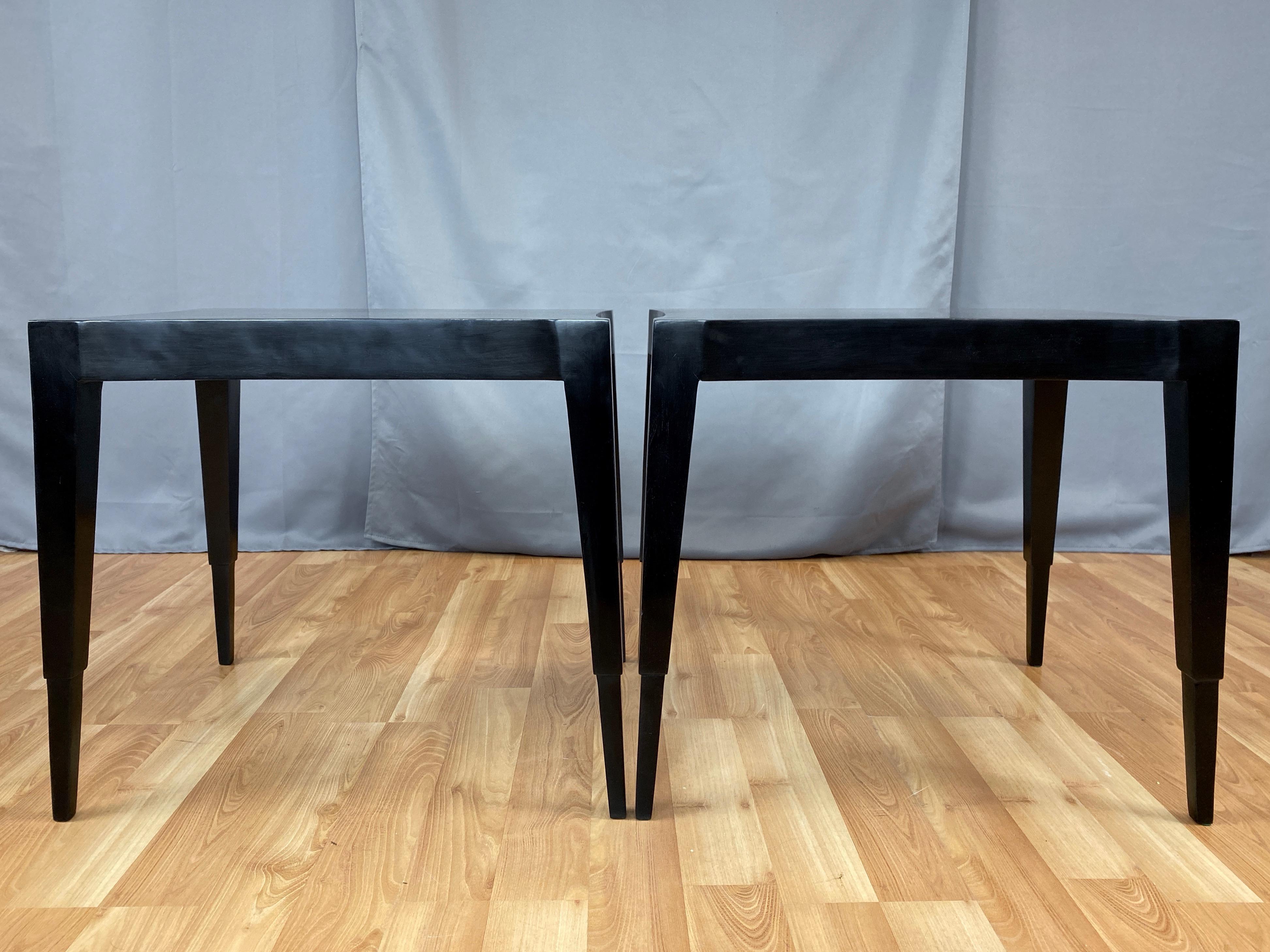 Mid-20th Century Pair of Johan Tapp Model 3084 Black Lacquer Side Tables, Mid-1940s