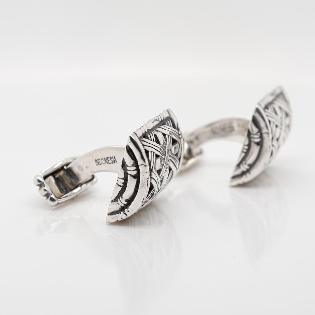 Pair of John Hardy Sterling Silver Bamboo Cufflinks For Sale 5