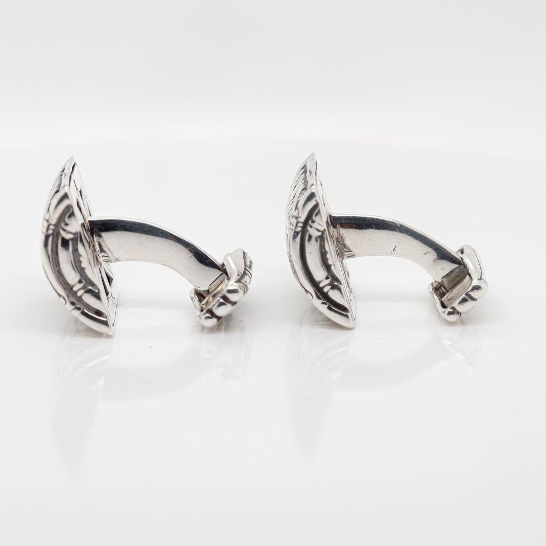 John Hardy paire de boutons de manchette en argent sterling et bambou en vente 3