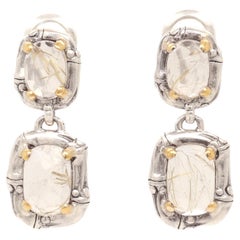 Par de pendientes colgantes de plata de ley y cuarzo rutilado John Hardy Par de pendientes colgantes de plata de ley y cuarzo rutilado John Hardy