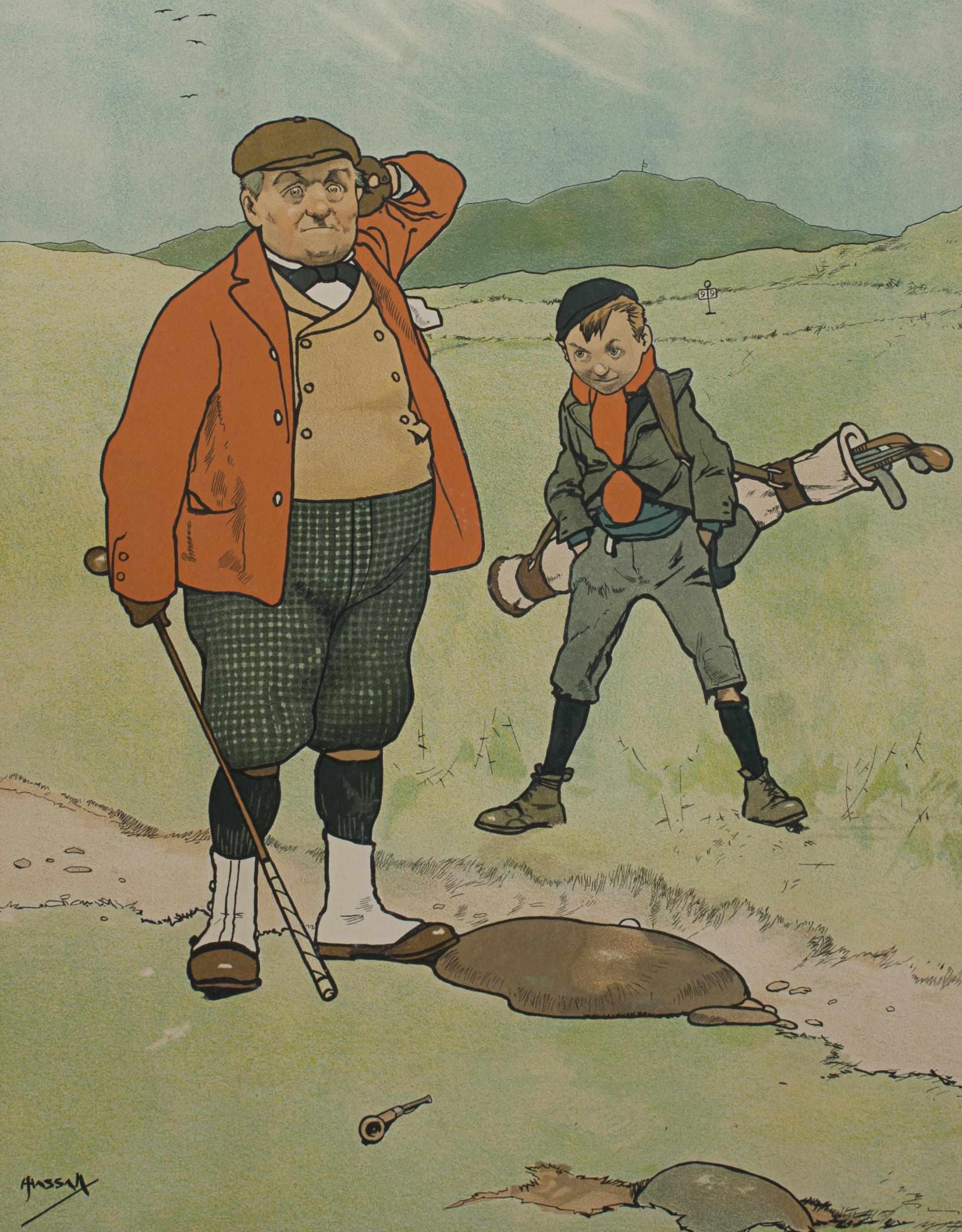 Pareja de grabados de golf de John Hassall, 'Bola perdida' y 'Una mentira' en venta 4
