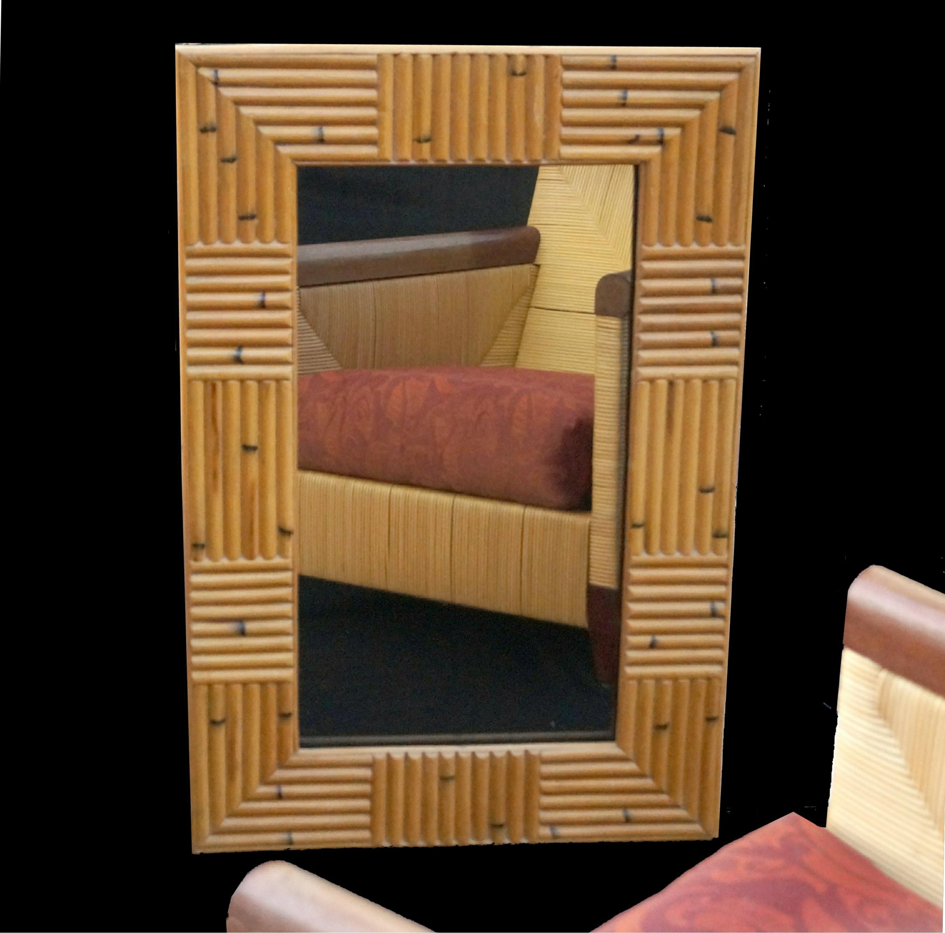 Coppia di poltrone lounge John Hutton per Donghia in rattan, canna e legno di mahagonia in vendita 6