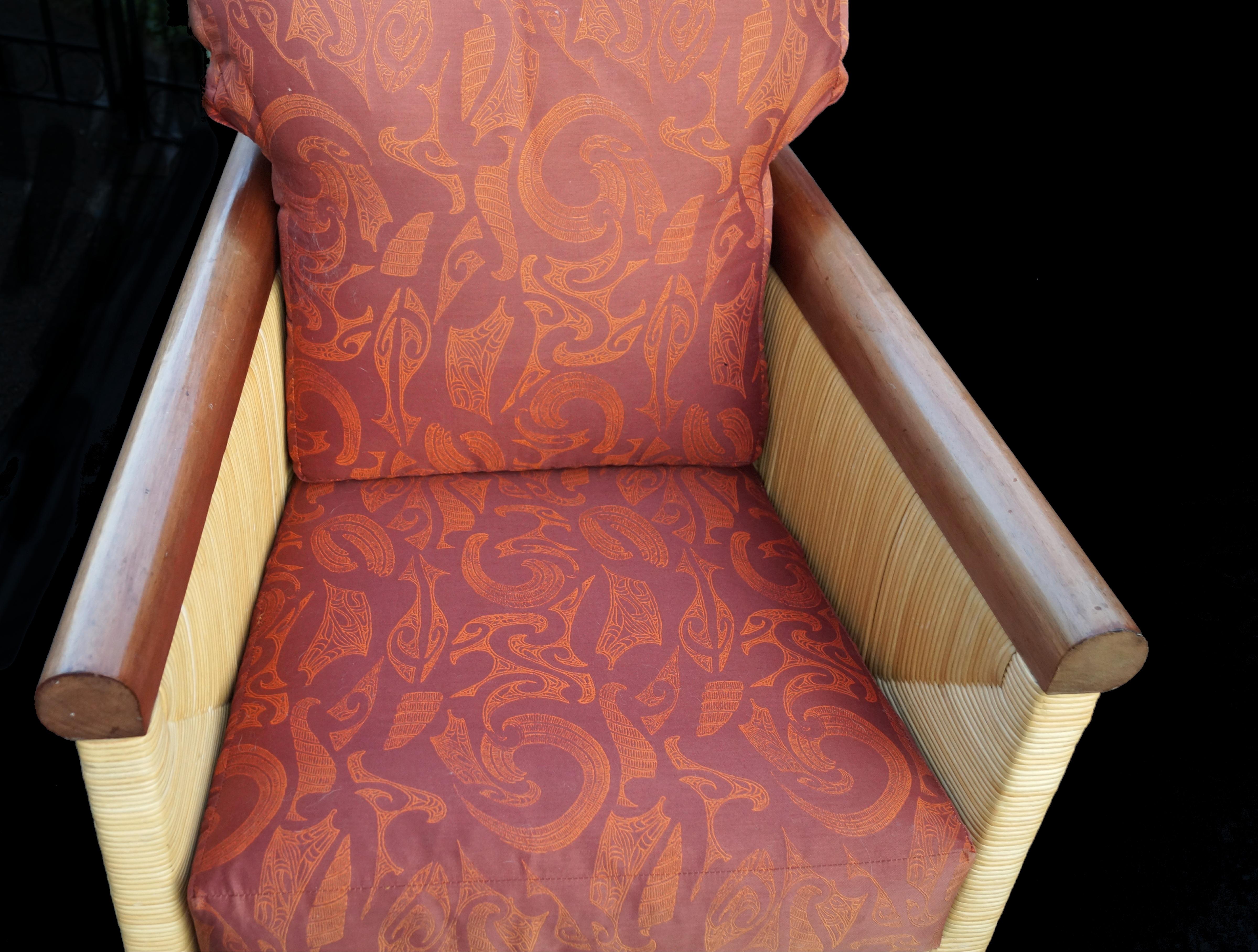 Coppia di poltrone lounge John Hutton per Donghia in rattan, canna e legno di mahagonia In condizioni buone in vendita a Wayne, NJ